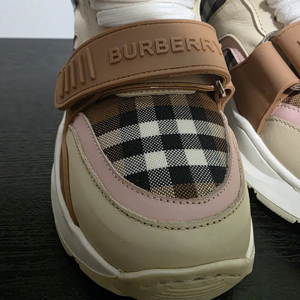 Burberry Beige and Pink Check Athletic Shoes - Picture 3 of 8